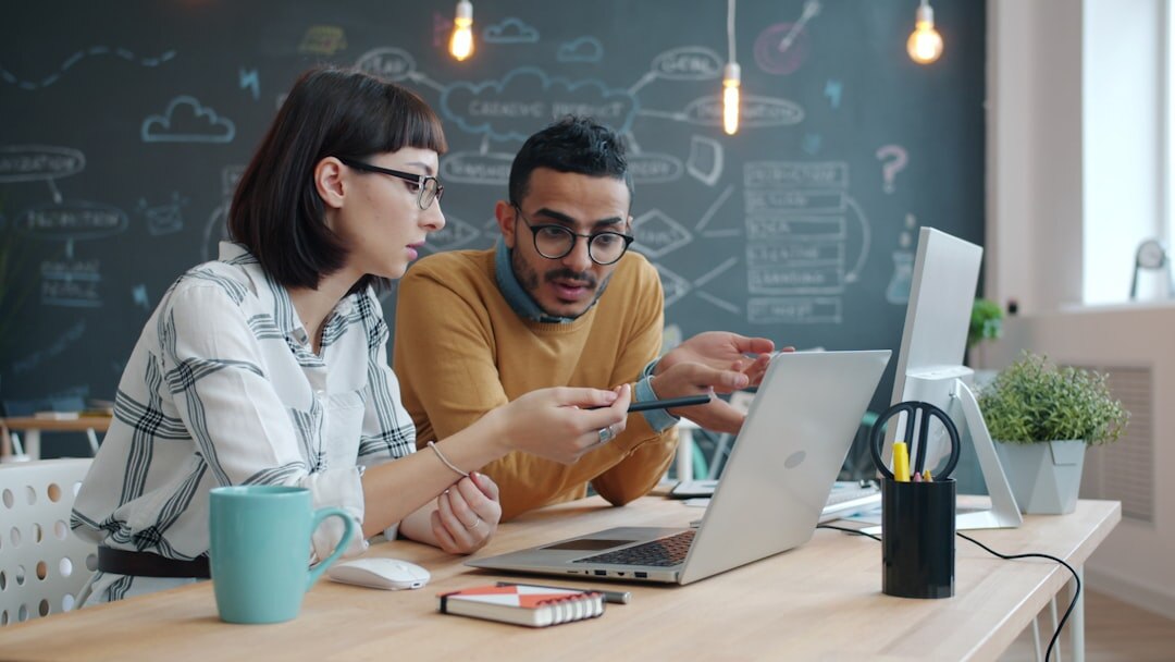 team brainstorming in modern office