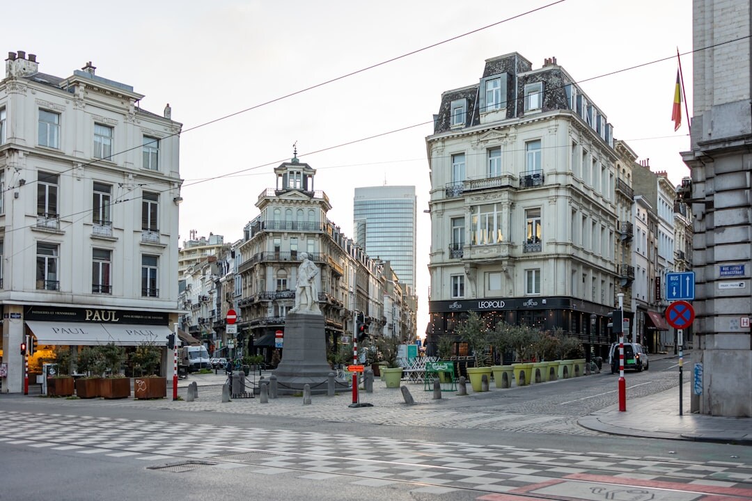 Modern office space with large windows in Brussels